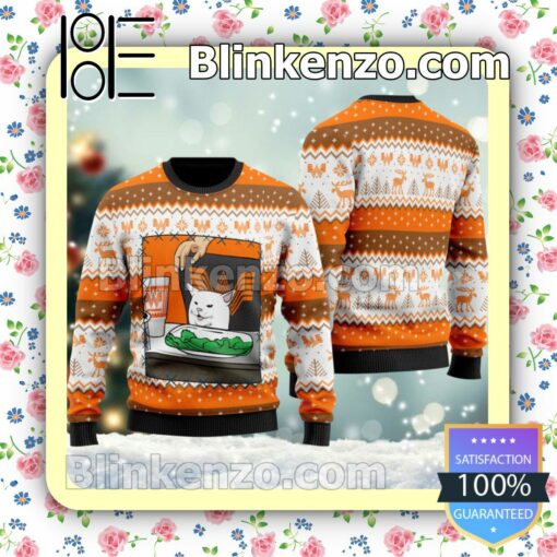 Whataburger Cat Meme Christmas Pullover Sweaters