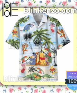 Winnie The Pooh Summer Time Beach Vacation Casual Button Down Shirt
