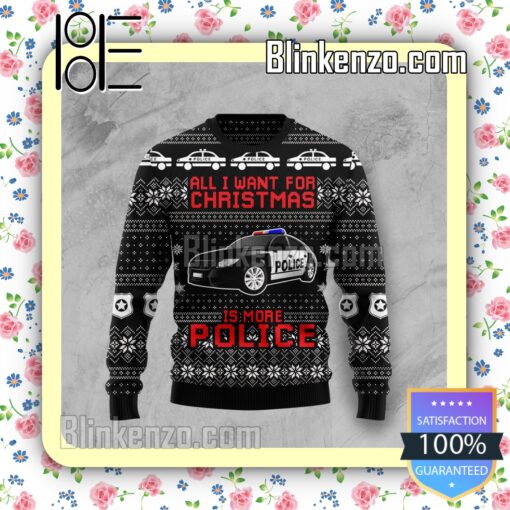 All I Want For Christmas Is More Police Car Knitted Christmas Jumper