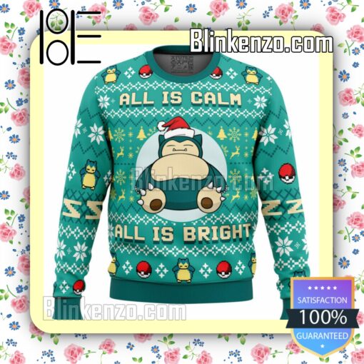 All Is Calm All Bright Snorlax Pokemon Manga Anime Knitted Christmas Jumper