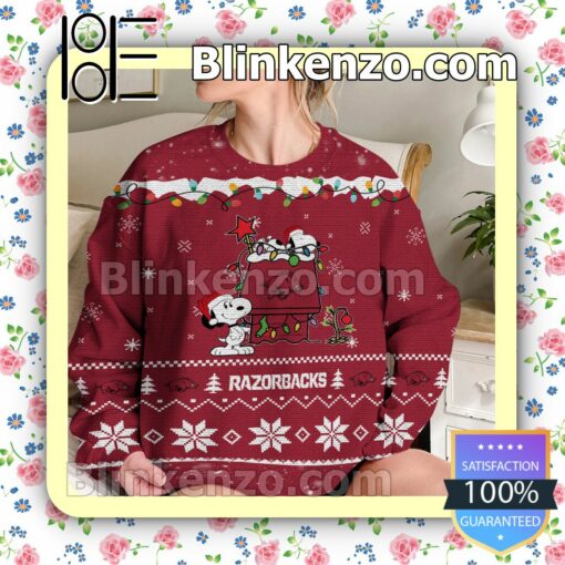 Arkansas Razorbacks Snoopy Christmas NCAA Sweatshirts b