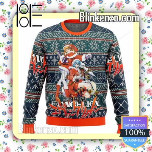 Asuka Langley Soryu And Rei Ayanami Neon Genesis Evangelion Knitted Christmas Jumper