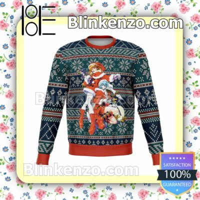 Asuka & Rei Manga Anime Evangelion Premium Holiday Christmas Sweatshirts