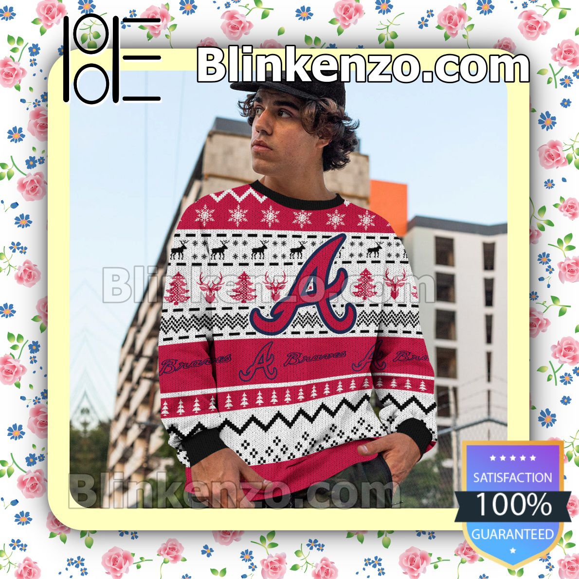 Atlanta Braves MLB Baseball Knit Pattern Ugly Christmas Sweater