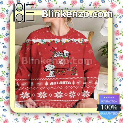 Atlanta Hawks Snoopy Christmas NBA Sweatshirts b