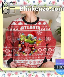 Atlanta Hawks Yoda The Mandalorian Christmas Lights NBA Sweatshirts b