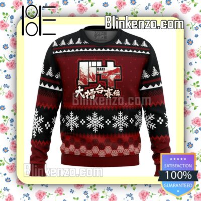 Axe Kick Baki Snowflake Pattern Manga Anime Knitted Christmas Jumper