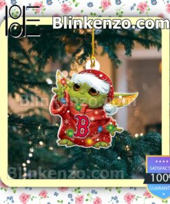 Baby Yoda Boston Red Sox Christmas Hanging Ornaments