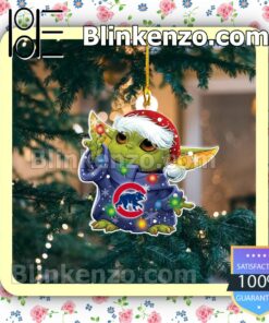 Baby Yoda Chicago Cubs Christmas Hanging Ornaments
