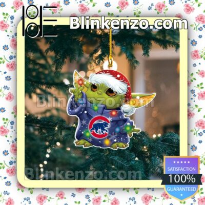 Baby Yoda Chicago Cubs Christmas Hanging Ornaments