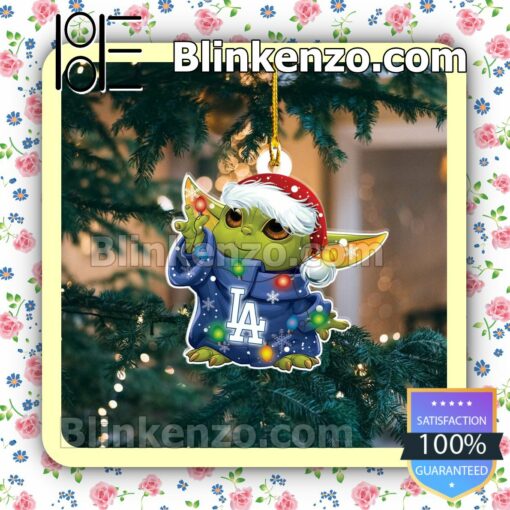 Baby Yoda Los Angeles Dodgers Christmas Hanging Ornaments