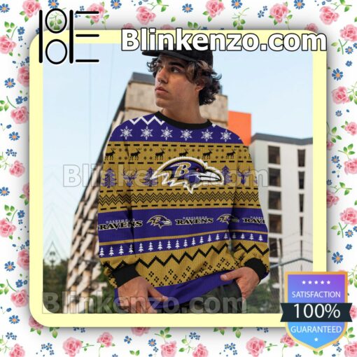 Baltimore Ravens NFL Ugly Sweater Christmas Funny b