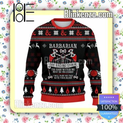 Barbarian The Raging Storm DnD Christmas Sweatshirts