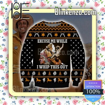 Bart And Jim Blazing Saddles Excuse Me While I Whip This Out Christmas Jumper