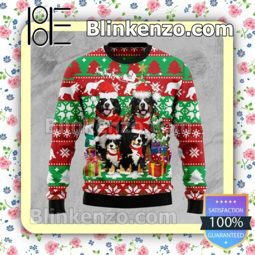 Bernese Mountain Dog Family Knitted Christmas Jumper