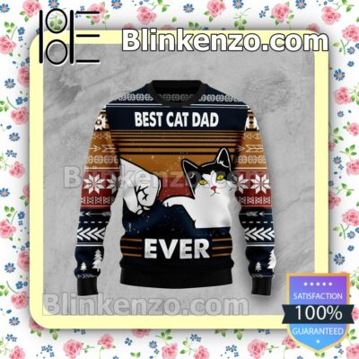 Best Cat Dad Ever Knitted Christmas Jumper