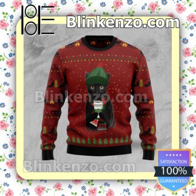 Black Cat Coffee Holiday Christmas Sweatshirts