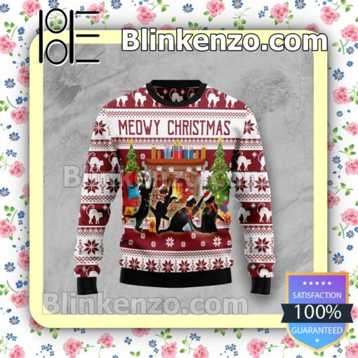 Black Cat Dancing Meowy Christmas Holiday Christmas Sweatshirts