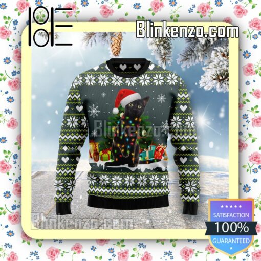 Black Cat Lightstring Premium Knitted Christmas Jumper