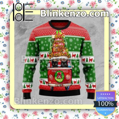 Black Cat Little Christmas Holiday Christmas Sweatshirts