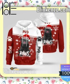 Black Pug Santa Paws Is Coming To Town Christmas Hoodie Jacket