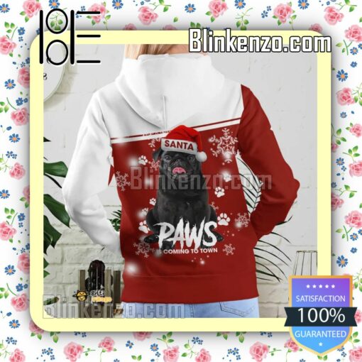 Black Pug Santa Paws Is Coming To Town Christmas Hoodie Jacket c