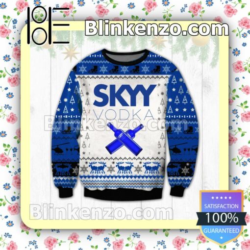 Blue Skyy Vodka Logo Reindeer Christmas Jumpers