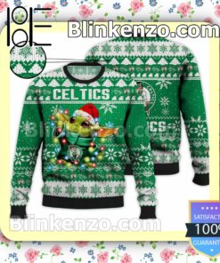 Boston Celtics Yoda The Mandalorian Christmas Lights NBA Sweatshirts
