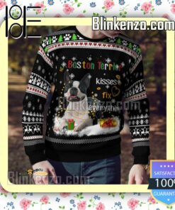 Boston Terrier Kisses Fix Everything Christmas Sweatshirts c