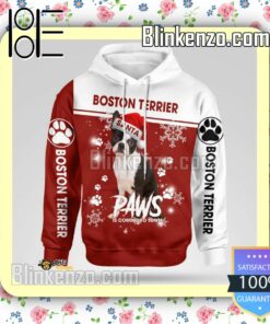Boston Terrier Santa Paws Is Coming To Town Christmas Hoodie Jacket a