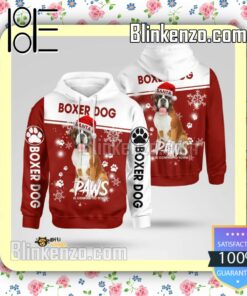 Boxer Dog Santa Paws Is Coming To Town Christmas Hoodie Jacket