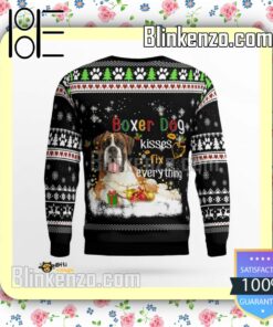 Boxers Dog Kisses Fix Everything Christmas Sweatshirts b
