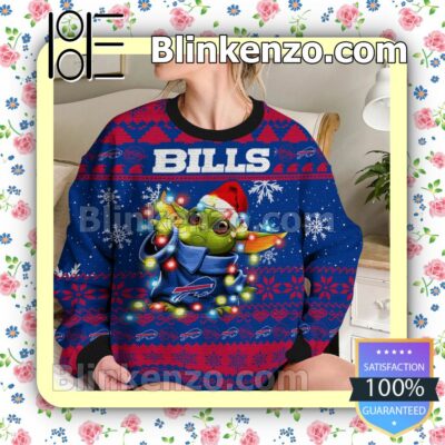 Buffalo Bills Yoda The Mandalorian Christmas Lights NFL Sweatshirts b