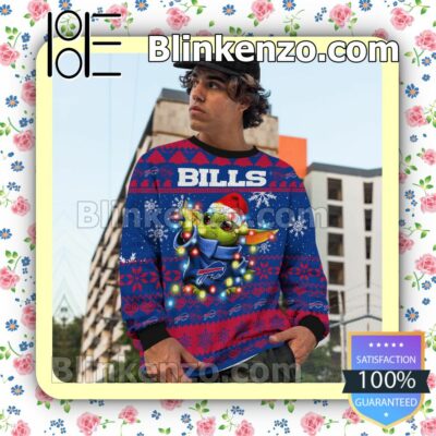 Buffalo Bills Yoda The Mandalorian Christmas Lights NFL Sweatshirts c