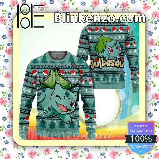 Bulbasaur Pokemon Manga Anime Holiday Christmas Sweatshirts