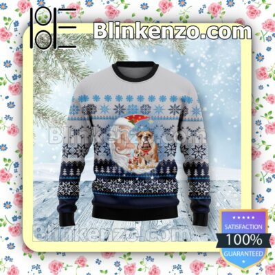 Bulldog Love Santa Moon Knitted Christmas Jumper