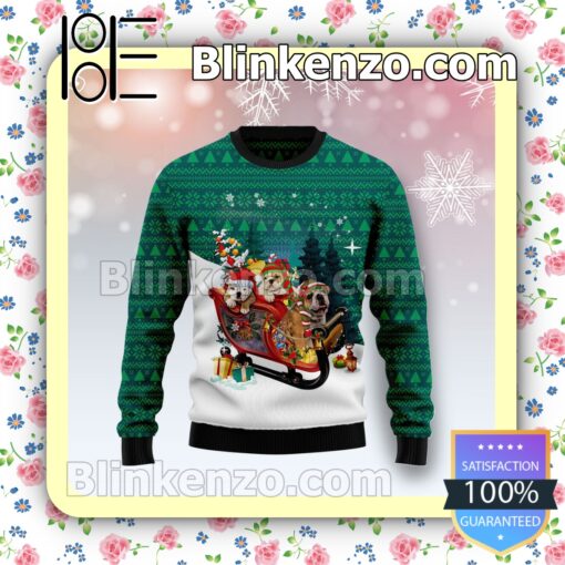 Bulldog Sleigh Holiday Christmas Sweatshirts