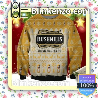 Bushmills Irish Whiskey Snowflakes Holiday Christmas Sweatshirts