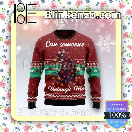 Can Someone Untangle Me Cat Holiday Christmas Sweatshirts