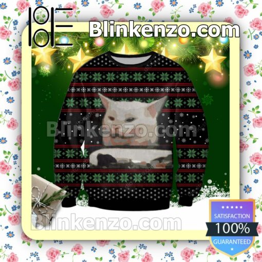 Cat Getting Yelled Holiday Christmas Sweatshirts