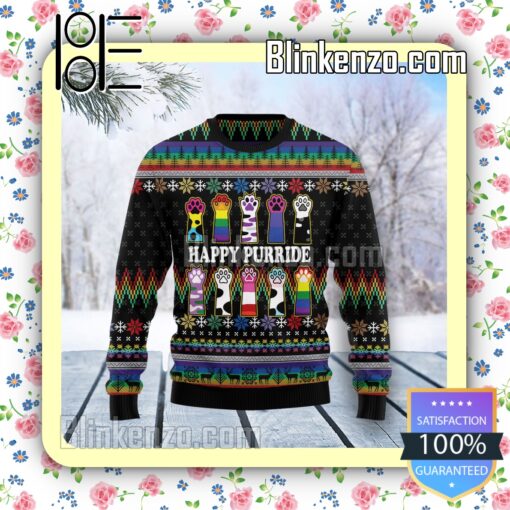Cat Lgbt Color Happy Purride Knitted Christmas Jumper