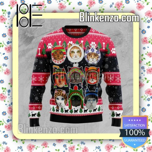 Cats In Winter Knitted Christmas Jumper