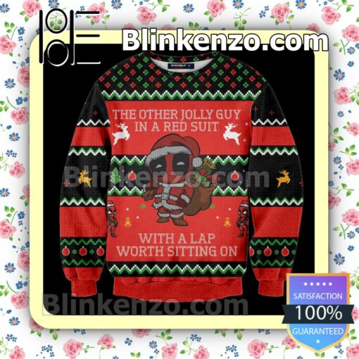 Chibi Deadpool Jolly Guy In Red Holiday Christmas Sweatshirts