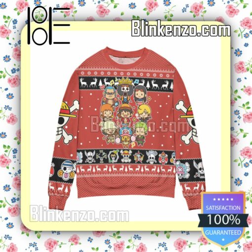 Chibi Version One Piece Snowflake Christmas Jumpers