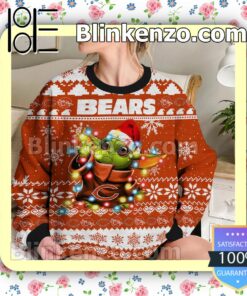 Chicago Bears Yoda The Mandalorian Christmas Lights NFL Sweatshirts b