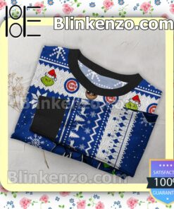 Chicago Cubs Baby Groot And Grinch Christmas MLB Sweatshirts a