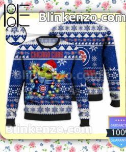 Chicago Cubs Yoda The Mandalorian Christmas Lights MLB Sweatshirts