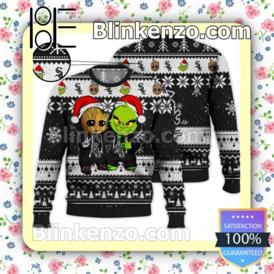 Chicago White Sox Baby Groot And Grinch Christmas MLB Sweatshirts