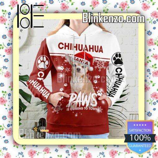 Chihuahua Santa Paws Is Coming To Town Christmas Hoodie Jacket b