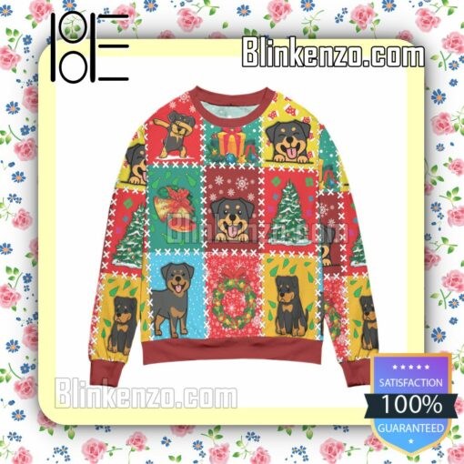 Christmas Vacation With Rottweiler Snowflake Christmas Jumpers